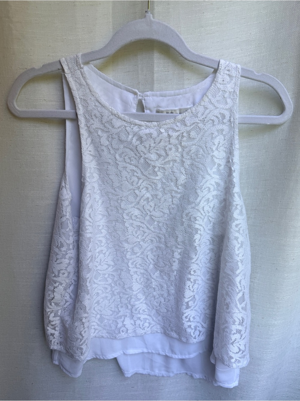 Abercrombie & Fitch White Floral Lace Layered Trapeze Tank Top S